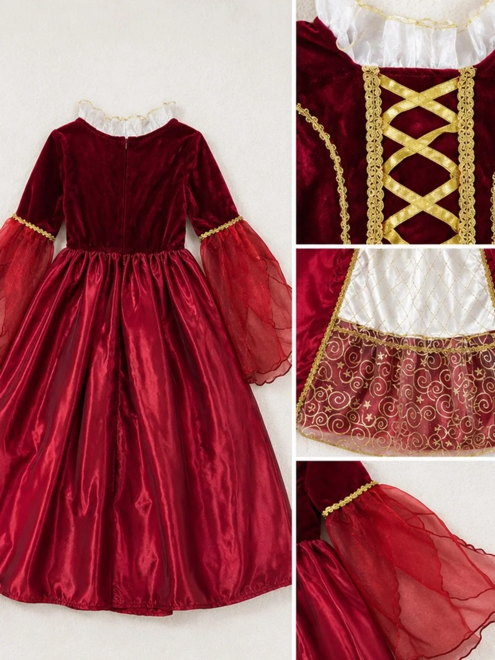 Red Medieval Princess Kids Costume Dress